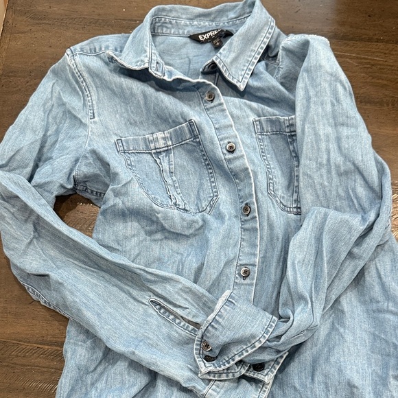 Express Blue Button Down Shirt - Picture 11 of 13